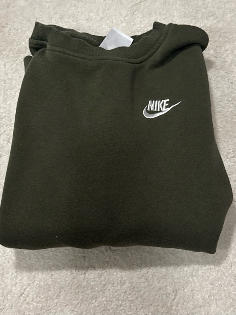 Nike Kids Olive Green Crewneck Logo